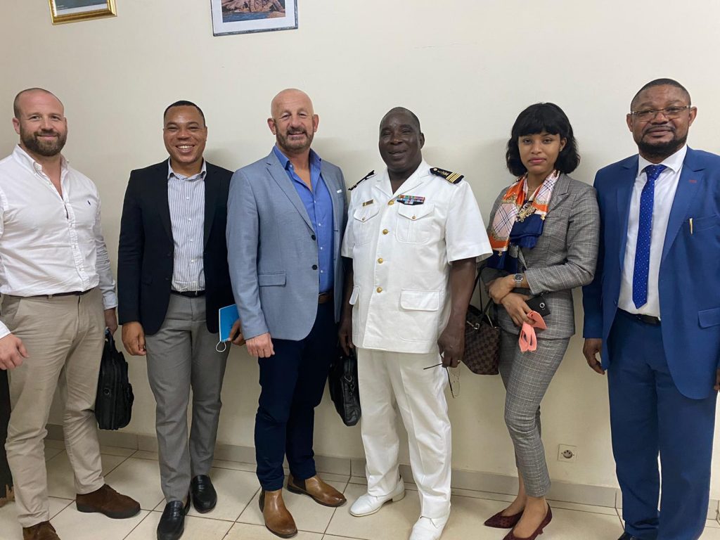 John Justice, CEO DG Risk Group and James Hilton PVI Ltd meet with the head of Togo's Navy.